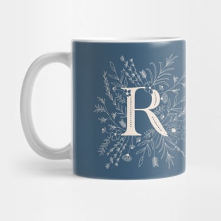 Botanical Letter R (Lake Blue) Mug